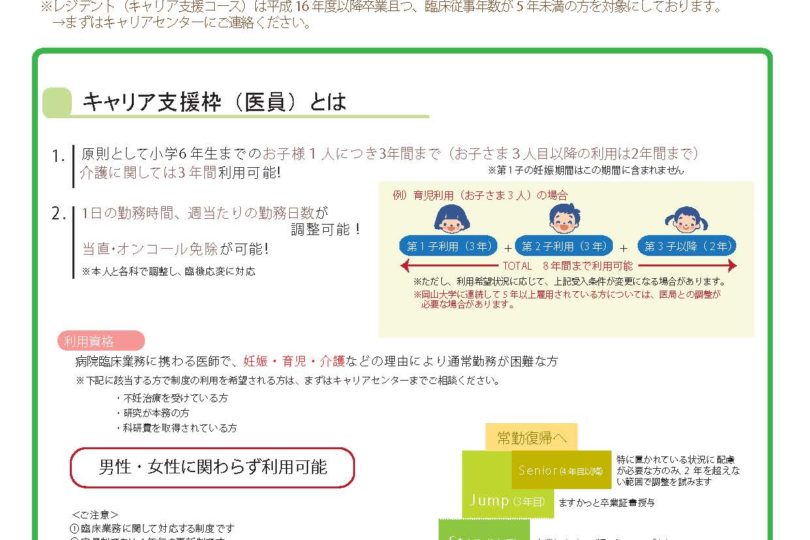 令和4（2022）年度 岡山大学病院 キャリア支援制度利用者募集